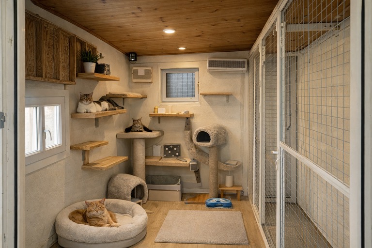 Intérieur cosy de Maison Chaton — pension féline à Lattes Montpellier